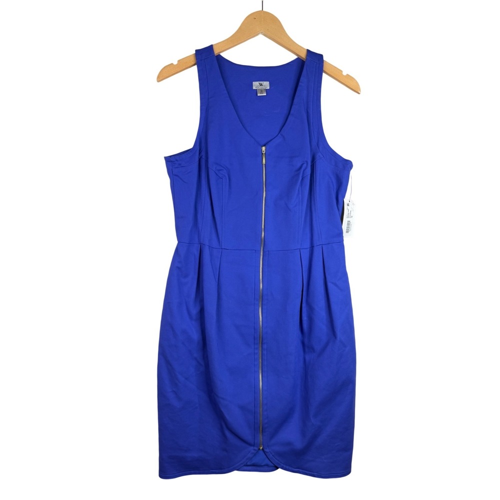 New Worthington Zip Front Sleeveless Dress size 10 Rich Royal Blue